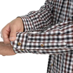 Long-Sleeved Checked Cotton Country Sport Shirt Brown Black Verney Carron -Outlet Angler Roam Store k550592c627e36d613bc9b50606f7be57