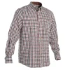 Long-Sleeved Checked Cotton Country Sport Shirt Brown Black Verney Carron